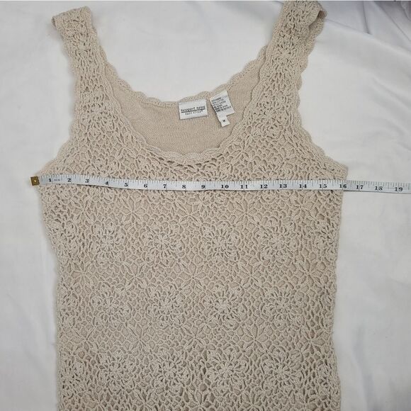 VINTAGE 90s cream crochet festival boho hippie midi dress S - Picture 7 of 9